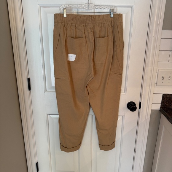 Vince Tan High Waist Linen Blend Cropped Straight Leg Trouser Pants 45698 - Picture 6 of 10